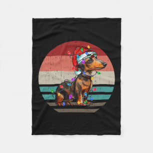 Dachshund Retro Vintage Merry Christmas Xmas Weine Fleece Blanket