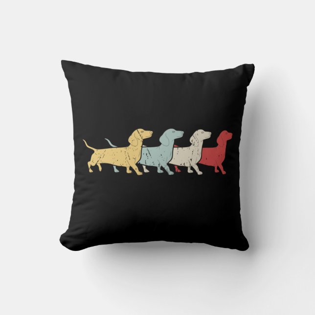 Dachshund Retro Vintage Throw Pillow (Front)