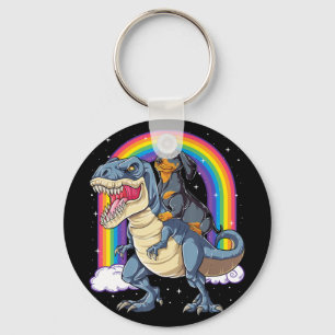 Dachshund Riding Dinosaur T Rex Gifts Boys Kids Me Keychain