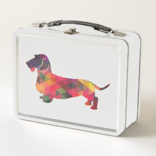 Dachshund Rough Coated Geo Silhouette Multi Metal Lunch Box