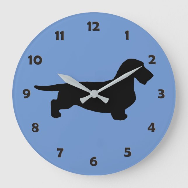 Dachshund Rough Hair - Silhouette 1 Large Clock (Front)