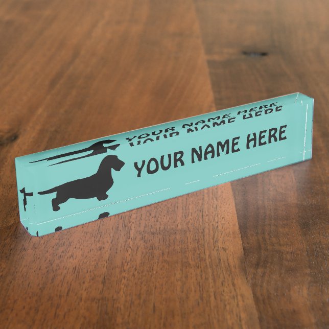 Dachshund Rough Hair - Silhouette 1 Nameplate (Side)