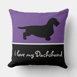 Dachshund Rough Hair - Silhouette 1 Throw Pillow