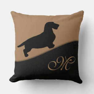 Dachshund Rough Hair - Silhouette 1 Throw Pillow