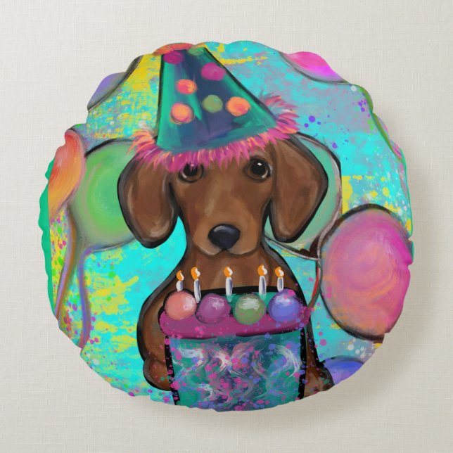 Dachshund  round pillow (Front)