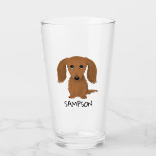 Dachshund roux   Verre Wiener Chien personnalisé