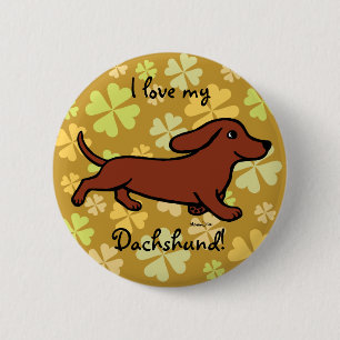 Dachshund Running Cartoon 2 Inch Round Button