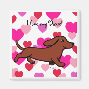 Dachshund Running Cartoon Magnet