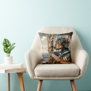 DACHSHUND SAILOR THROW PILLOW