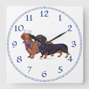 Dachshund Sailors Square Wall Clock