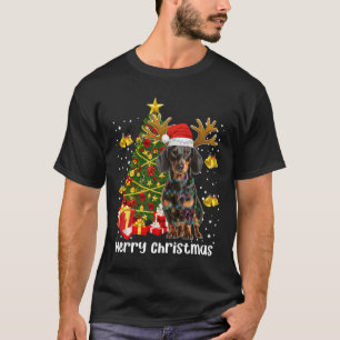 Dachshund Santa Christmas Tree Lights Xmas Reindee T-Shirt