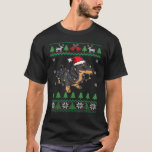 Dachshund Santa Clause Hat Lights Wiener Dog Ugly  T-Shirt<br><div class="desc">Dachshund Santa Clause Hat Lights Wiener Dog Ugly Christmas</div>