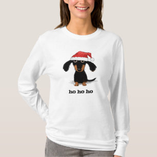 Dachshund Santa Clause with Customizable Text T-Shirt