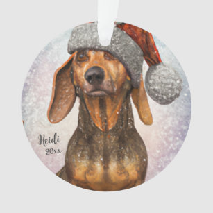 Dachshund, Santa Dog, Personalize,Christmas Orname Ornament