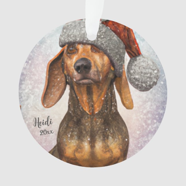 Dachshund, Santa Dog, Personalize,Christmas Orname Ornament (Front)