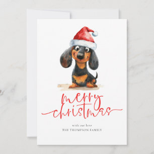 Dachshund Santa Hat 2026 Calendar Merry Christmas Holiday Card