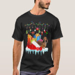 Dachshund Santa Hat Christmas Lights Box T-Shirt<br><div class="desc">Dachshund Santa Hat Christmas Lights Box</div>