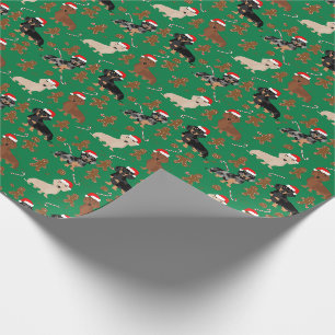 Dachshund Santa Hats Gingerbread Cookies Christmas Wrapping Paper