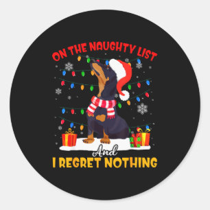 Dachshund Santa On The Naughty List Dachshund Chri Classic Round Sticker