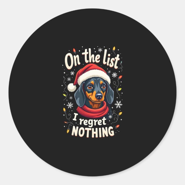 Dachshund Santa On The Naughty List Dachshund Chri Classic Round Sticker (Front)