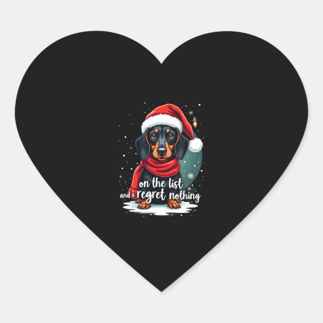 Dachshund Santa On The Naughty List Dachshund Chri Heart Sticker (Front)
