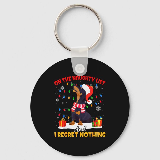 Dachshund Santa On The Naughty List Dachshund Chri Keychain (Front)