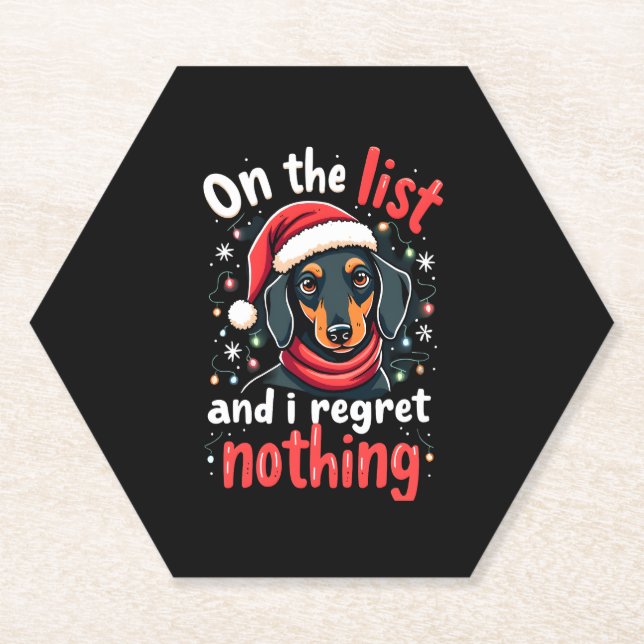 Dachshund Santa On The Naughty List Dachshund Chri Paper Coaster (Front)