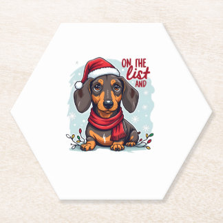 Dachshund Santa On The Naughty List Dachshund Chri Paper Coaster
