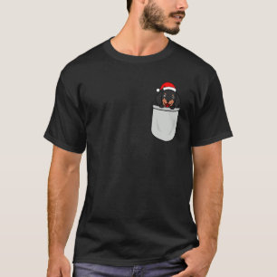 Dachshund Santa Pocket Cute Funny Dog Mom Dad Chri T-Shirt