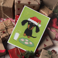 Dachshund Santa with Milk and Cookies Christmas