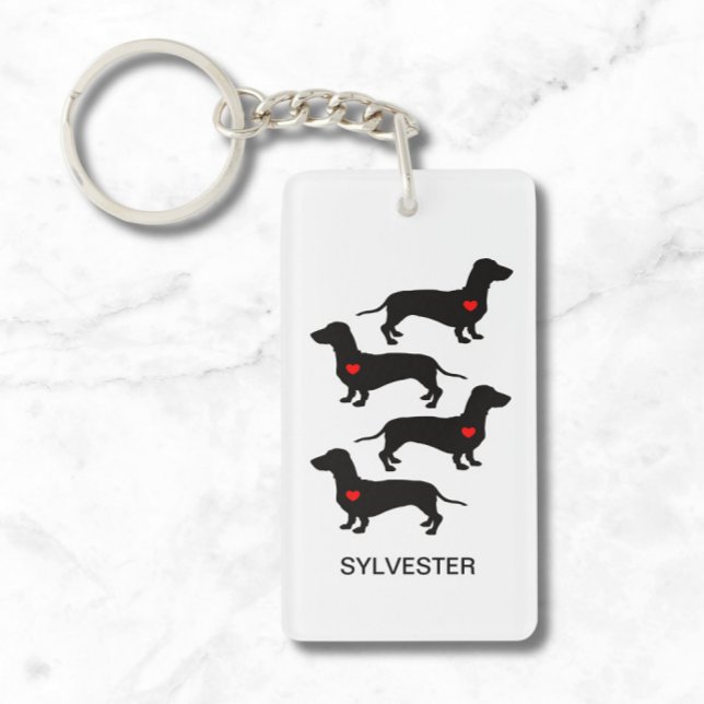 Dachshund Saucisse Chien Coeur du Coeur Nom (Personalize with Name, or other short text, or delete if not required)