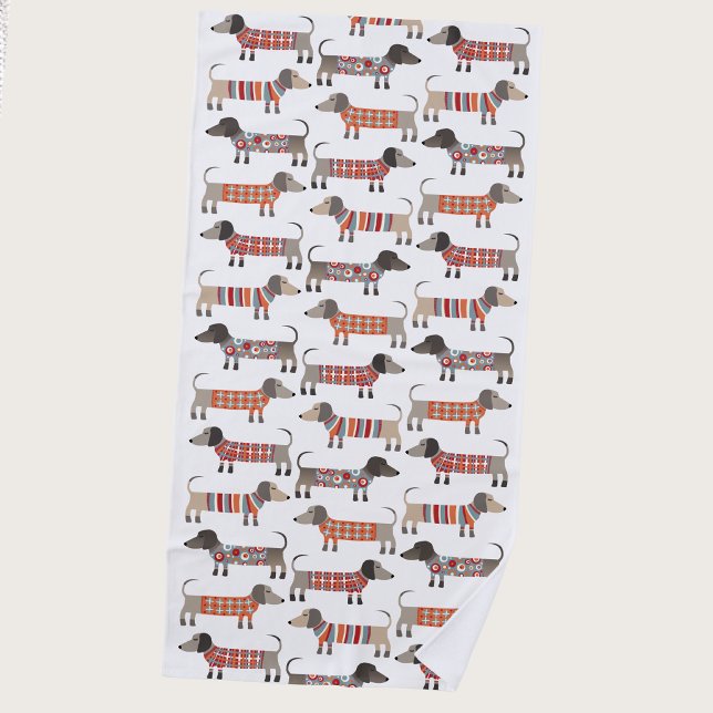 Dachshund Sausage Dog Beach Towel (Fun Dachshund Wiener Sausage Dog beach towel for dog lovers)