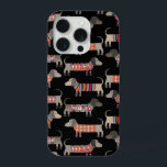 Dachshund Sausage Dog Dark iPhone 15 Pro Case<br><div class="desc">Cute little Dachshund sausage or wiener dogs in woolly knitwear. Perfect for dog lovers,  dog moms,  dog dads and dog walkers.  Original art by Nic Squirrell.</div>