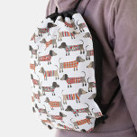 Dachshund Sausage Dog Drawstring Bag<br><div class="desc">Fun little Dachshund sausage or wiener dogs in woolly knitwear. Perfect for dog lovers.  Original art by Nic Squirrell.</div>