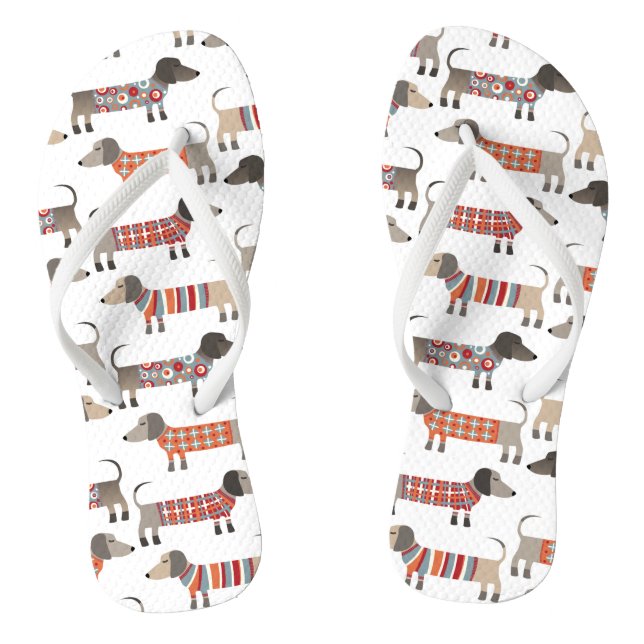 Dachshund Sausage Dog Flip Flops (Footbed)