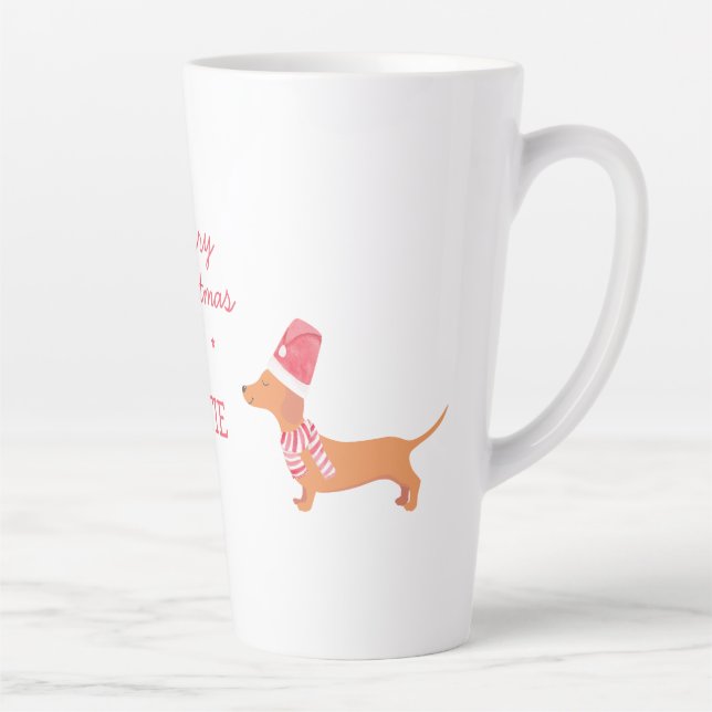 Dachshund sausage dog lover gift Christmas Latte Mug (Right)