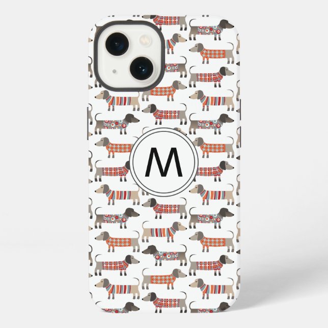 Dachshund Sausage Dog Monogram Case-Mate iPhone Ca Case (Back)