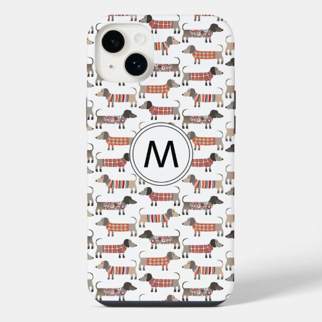 Dachshund Sausage Dog Monogram iPhone Case (Back)