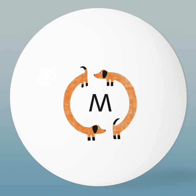 Dachshund Sausage Dog Monogram Ping Pong Ball (Fun Dachshund Wiener Sausage Dog personalized monogram initial ping pong ball)