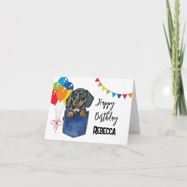 Dachshund Sausage Dog Personalized Greeting Card (Front)