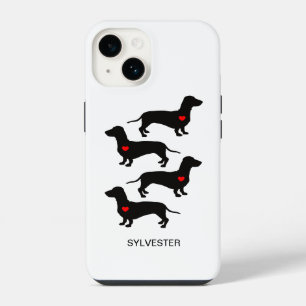 Dachshund Sausage Dog Red Heart Custom Name iPhone 14 Case