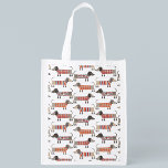 Dachshund Sausage Dog Reusable Grocery Bag<br><div class="desc">Cute little Dachshund sausage or wiener dogs in woolly knitwear. Perfect for dog lovers and dog walkers.</div>