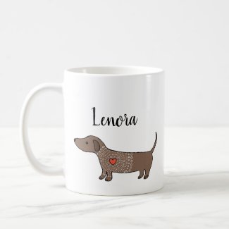 Dachshund Sausage dog Wiener dog Personalized name Coffee Mug