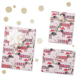 Dachshund Sausage Dogs in Christmas Hats and Knits Wrapping Paper Sheet<br><div class="desc">Cute little Dachshund sausage or wiener dogs in festive woolly sweaters and jumpers, and fun Christmas Santa hats. Perfect for dog lovers.</div>