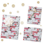 Dachshund Sausage Dogs in Christmas Hats and Knits Wrapping Paper Sheet<br><div class="desc">Cute little Dachshund sausage or wiener dogs in festive woolly sweaters and jumpers,  and fun Christmas Santa hats. Perfect for dog lovers.</div>