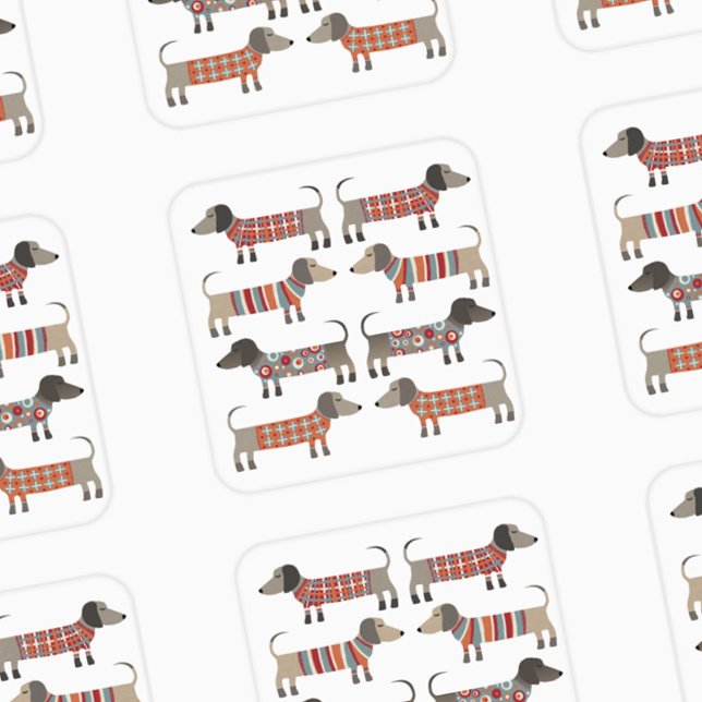 Dachshund Sausage Wiener Dog  Square Sticker (Dachshund Wiener Sausage Dog fun stickers)