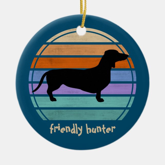 Dachshund Short Hair - Silhouette 1 Ceramic Ornament (Front)