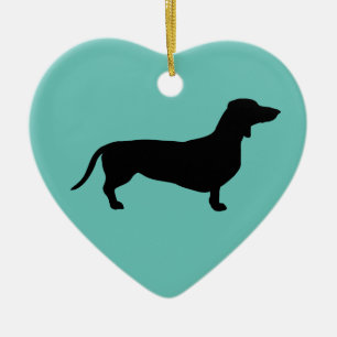 Dachshund Short Hair - Silhouette 1 Ceramic Ornament
