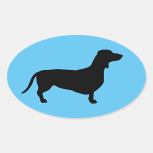 Dachshund Short Hair - Silhouette 1 Oval Sticker