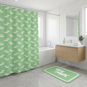 Dachshund Shower Curtain Green Doxie Bathroom